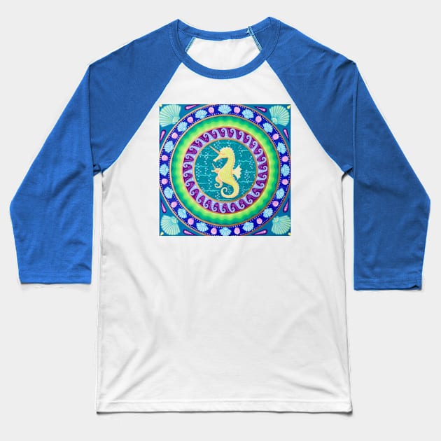 Magical Unicorn Seahorses Baseball T-Shirt by SoozieWray